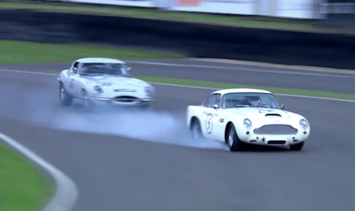 Duel Between Aston Martin DB4 GT and Jaguar E-Type Ends With a Crash