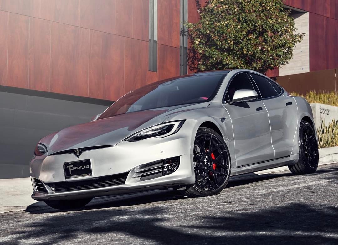 Silver Tesla Model S P90d Sitting On Forged Wheels Pretends