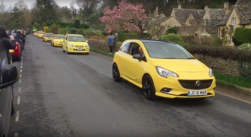Not April Fools: watch convoy of 100 yellow cars photobomb Cotswolds village