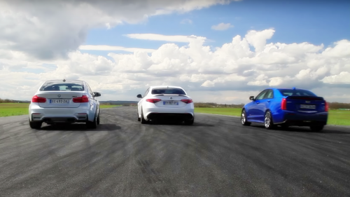Which one is faster: Giulia QV vs. M3 Competition Pack vs. ATS-V drag race