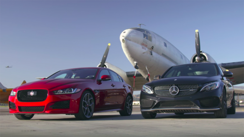 Mercedes-AMG C43 tries Jaguar XE 35t on for size