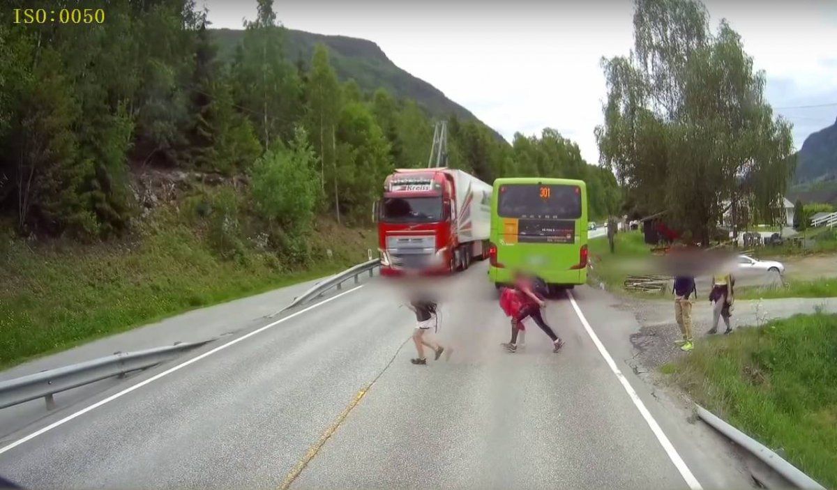 Watch how a Volvo truck's emergency braking system saved a child's life