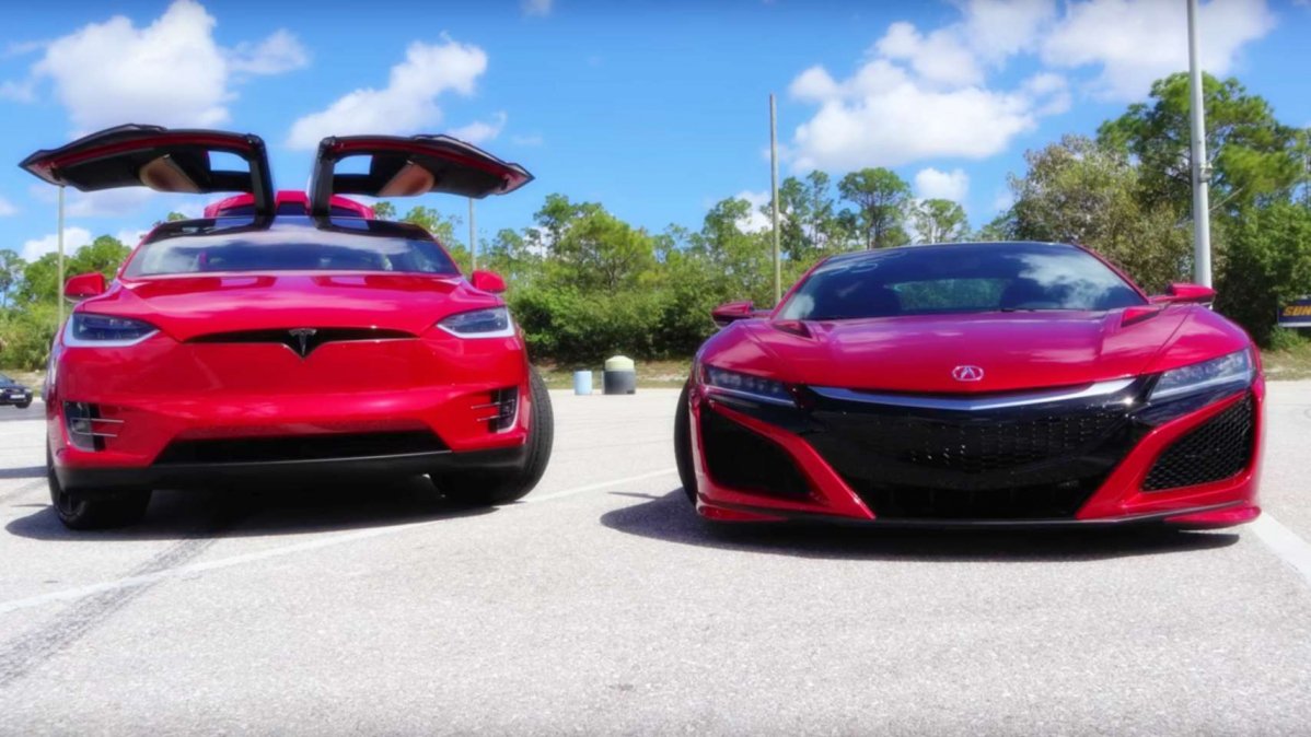 Acura Nsx Vs Tesla Model X Drag Race Renders A Terrific Battle