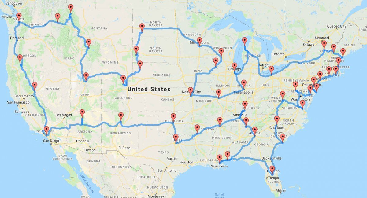 northern us road trip map