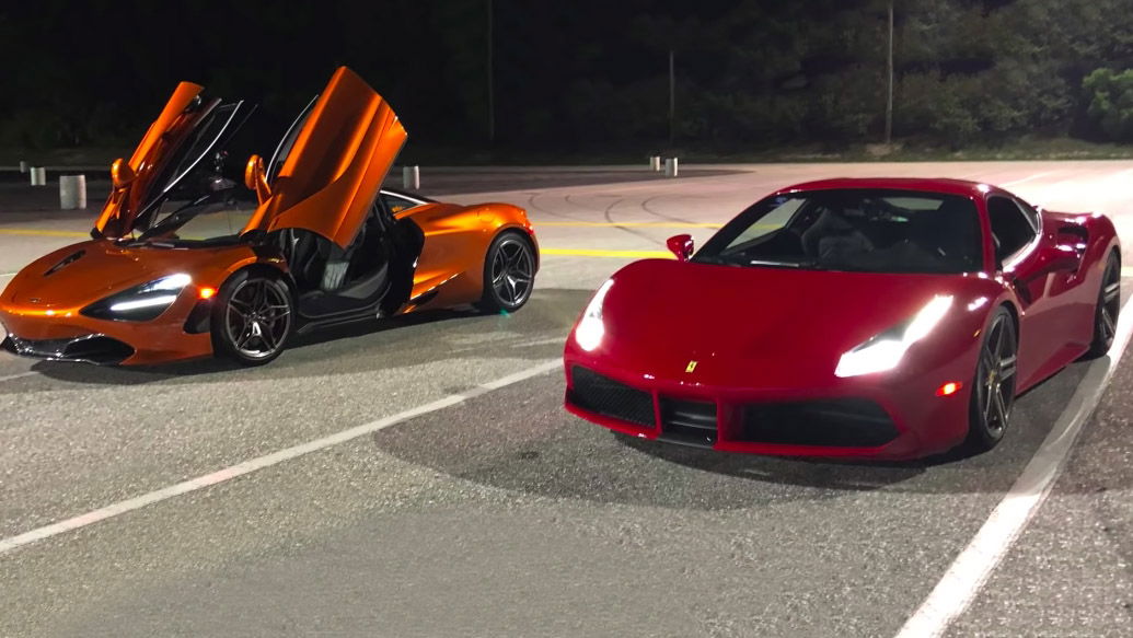 Ferrari 488 Gtb Measured Against Mclaren 720s On Drag Strip