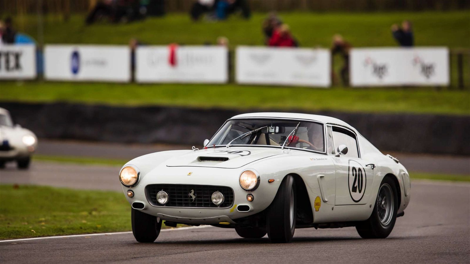 A Ferrari 250 GT SWB being driven on the absolute limit. Taken by Drew Gibson for Goodwood