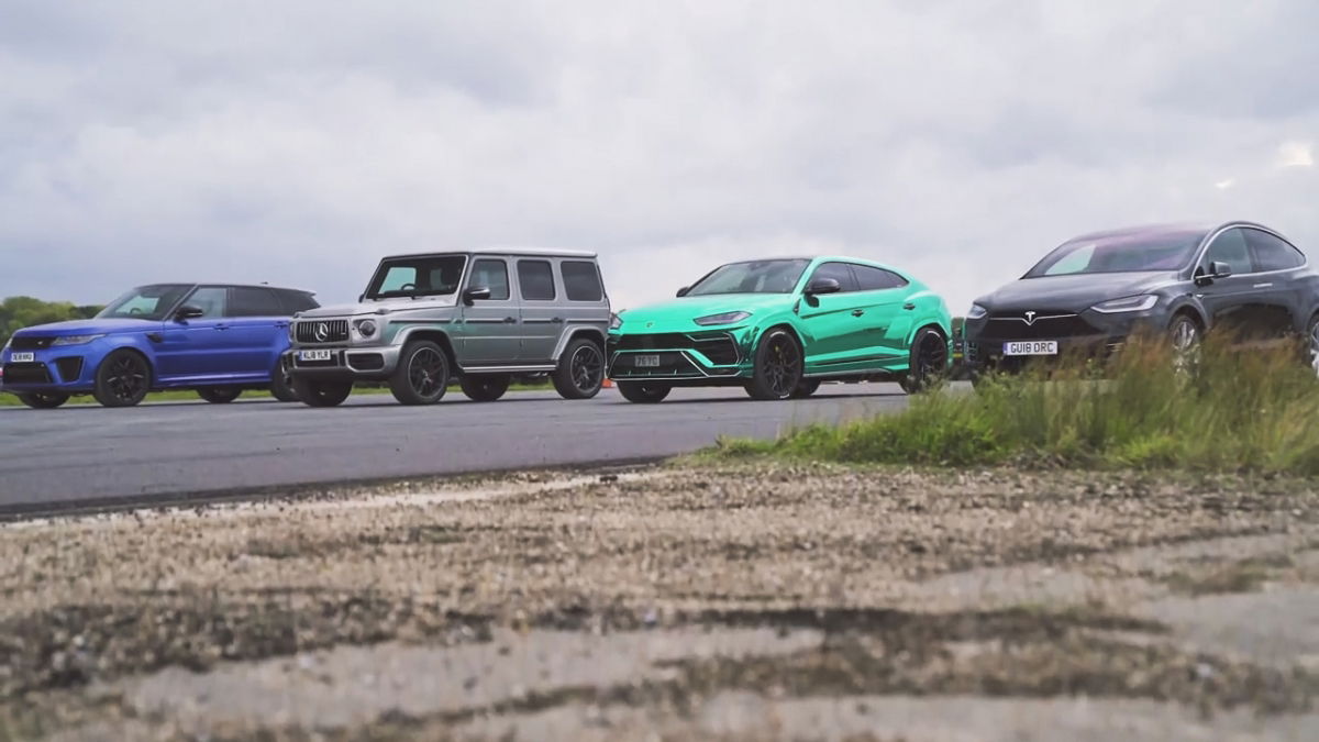 Super Suv Showdown Urus Vs Model X Vs Range Rover Sport Svr Vs G 63 Amg