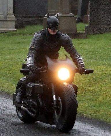 Batman crashes his motorcycle during filming