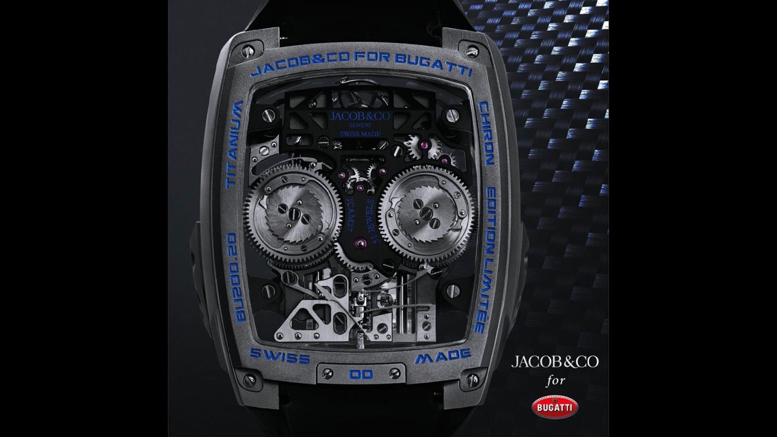 Jacob Co. Tourbillon Watch Rendering a Bugatti Chiron W 16