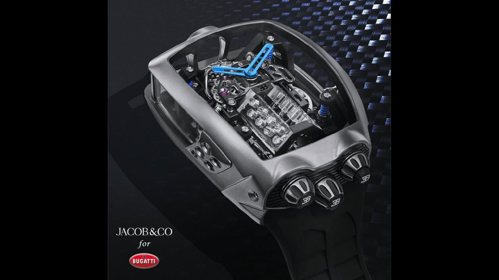 Jacob Co. Tourbillon Watch Rendering a Bugatti Chiron W 16